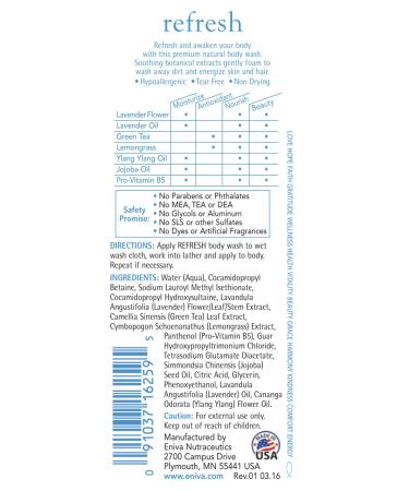 Eniva Premium REFRESH Natural Body Wash (12 oz) - Hydrating & Refreshing Body Cleanser for All Skin Types - Ships Internationally - Buy Online on GoSupps.com
