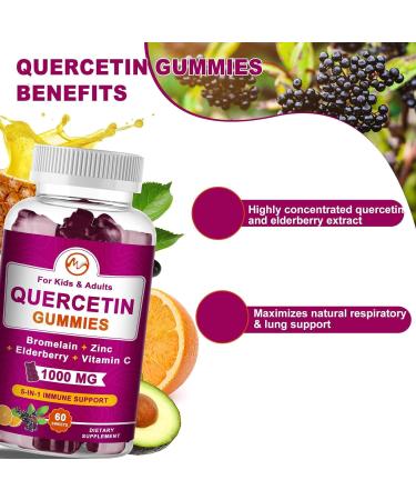 Quercetin 1000mg Chewable Supplement (2-Pack) | Immunity Cardiovascular Allergy & Aging Support with Bromelain Elderberry Zinc & Vitamin C - Buy Online on GoSupps.com