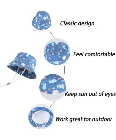 LANGZHEN Baby Girls Beach Sun Protection Hat with Chin Strap, Navy, 1-2 Years - Buy Online on GoSupps.com