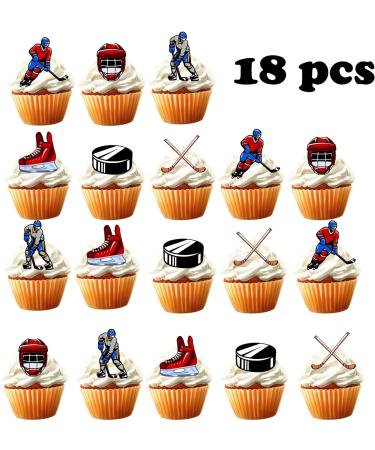 18pcs Hockey Cupcake Toppers for Boys Men Girls Hockey Birthday Party Supplies Sport Hockey Ball Party Decorations Ice Hockey Birthday Cake Decorations - Buy Online on GoSupps.com