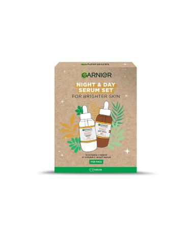 Garnier Vitamin C Day & Night Serum Gift Set for Face Anti-Dark Spots & Brightening For All Skin Types Approved by Cruelty Free International