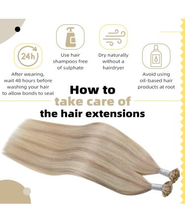 Ugeat Flat Tip Real Hair Extensions - 50cm Black Keratin Pre-Bonded Tips | 20 Inches 1g/Strand 50 Strands - #18P613 - Buy Online on GoSupps.com