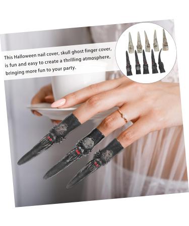 Amosfun 10pcs Halloween Witch Finger Cover Nail Set - Fake Finger Claws, Zombie Nails, Prank Props for Halloween - Buy Online on GoSupps.com