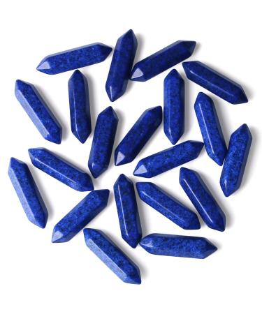 Xiannvxi 20 pieces crystals set lapislazuli stone gemsteine medicinal crystals natural healing crystal set polished drum stones magic wand Reiki bulk six-socket points witchcraft gift lapislazuli-20pcs