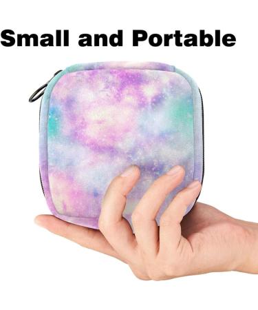Galaxy Rainbow Pink Pattern Sanitary Napkins Storage Bag - Portable Menstrual Cup Pocket with Zipper for Teenage Girls & Women - Buy Online on GoSupps.com