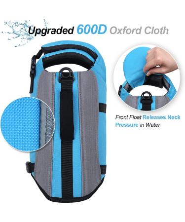 Vivaglory Dog Lifeguard Vest - Reflective Removable Front-Wheel Drive Extra Padding for Swimming & Boating - Blue XL (78-96cm Chest) - Buy Online on GoSupps.com
