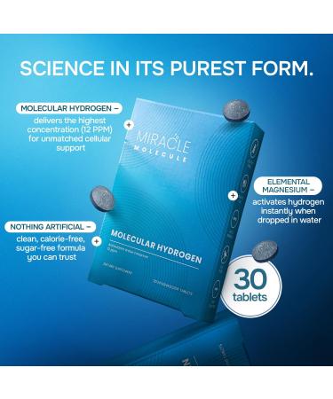 Molecular Hydrogen Tablets with Elemental Magnesium | 12PPM Hydrogen Water Tablet | 30 Tablets | Health & Wellness Cognitive Support Hangover Relief & Immunity Boost | Miracle Molecule - Buy Online on GoSupps.com