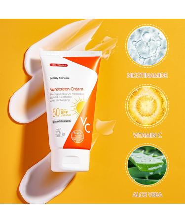 Buy Vitamin C Sunscreen SPF 50 - Moisturizing Face & Body Lotion with Niacinamide | Water & Sweat Resistant Protection - Buy Online on GoSupps.com