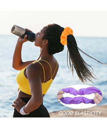 4 Women's Scrunchies Solid Color Scrunchies Hair Decoration Accessories Neon Accessories for Ladies Elastic Scrunchies for Hair Binding (Orange Rose Red Yellow Purple) - Buy Online on GoSupps.com