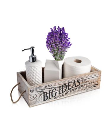 Bathroom Decor Box, 2 Sides with Funny Sayings -Perfect for Farmhouse Bathroom Decor, Rustic Bathroom Decor, Funny Toilet Paper Holder - Rustic White