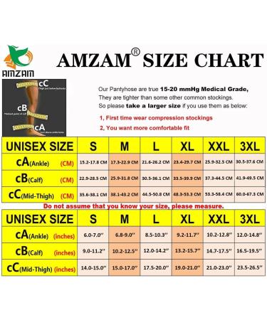 AMZAM 15-20 mmHg Graduated Compression Pantyhose for Women Men - Waist High Support Tights for Edema, Varicose Veins, DVT - Beige, L - Buy Online on GoSupps.com