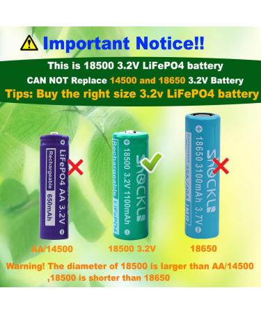 Buy Shockli 18500 3.2V Solar Batteries - 1100mAh LiFePO4 Rechargeable for Outdoor Solar Lights (3-Pack - Buy Online on GoSupps.com