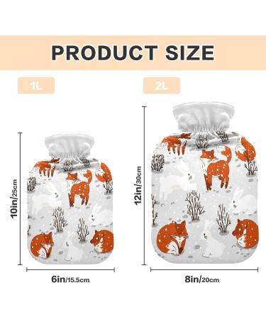 Cute Foxes & Rabbits Hot Water Bottle (1L) - Soft Warm Cover for Bed Hands Neck & Shoulders - Perfect Winter Comfort - Buy Online on GoSupps.com