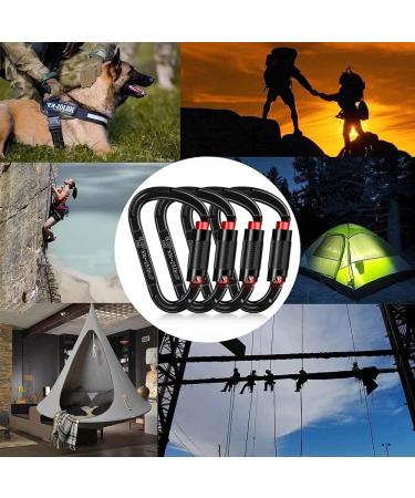 25kN UIAA Certified Auto Locking Carabiner - Heavy Duty Climbing Equipment for Hammocks, Rescue, Dog Leash - Black (4PCS) - Buy Online on GoSupps.com