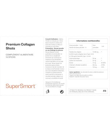 Premium Collagen Shots - Marine Collagen Shots Powder - Hyaluronic Acid - Vitamins C & E - For Radiant and Hydrated Skin - 14 Day Anti-Aging Program - Handy Size - SuperSmart - Buy Online on GoSupps.com