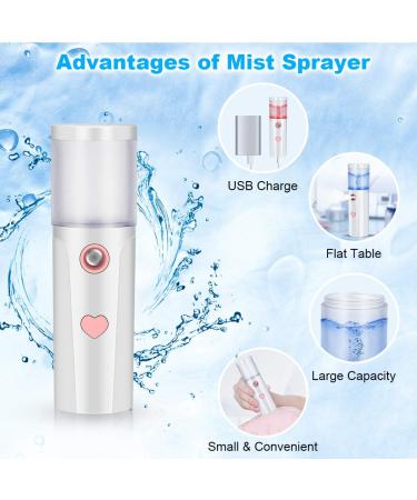 Mister Portable Cool Mist Steamer Handy Mist Sprayer for Face Moisturizing & Hydrating Mini USB Rechargeable Mister Travel Face Humidifier Atomizer with 20ml Water Tank /89 - Buy Online on GoSupps.com