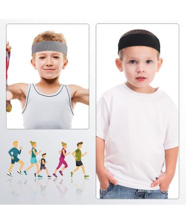 4-Piece Kids Sports Headbands Set in Black and Light Grey | Athletic Sweatbands for Boys and Girls | Wicking Elastic Hairbands for Toddlers - Buy Online on GoSupps.com