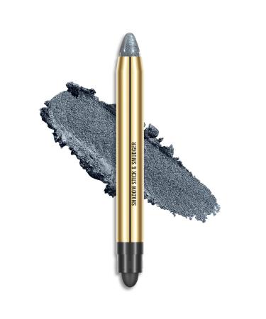 Shimmer eyeshadow sticks for eyes camellie eye brightener stick with double end brush metallic eyeshadow pen crayons smudger glitter blue cream eyeshadow for women eye make-up 4#