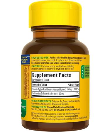 Vitamin B6 100mg Tablets - 100ct | High Quality Supplements - Buy Online on GoSupps.com