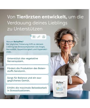 Dr. SAM RelaxPet Premium Stress Relief Powder for Cats - Natural Calming for Relaxation from Anxiety and Stress - Calming During Travel and Parties - Highly Dosed - 45g - Buy Online on GoSupps.com