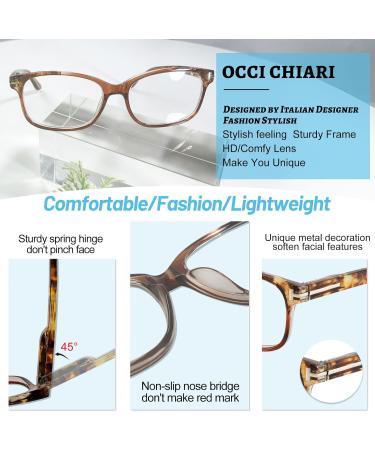 OCCI CHIARI Square Reading Glasses for Men & Women - Lightweight & Comfortable 5.0x Brown Readers - Buy Online on GoSupps.com