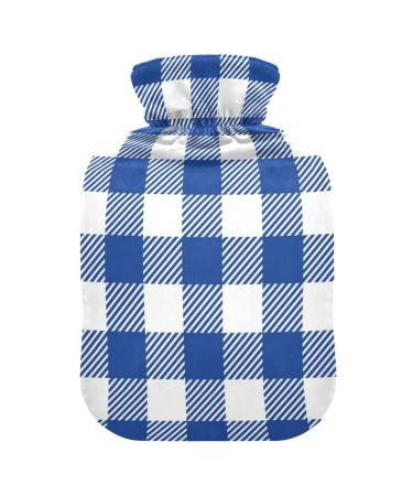 Blue Buffalo Plaid Karo hot water bottle with reference heat bottles for pain relief hot pack hot pack for women girls children 1l