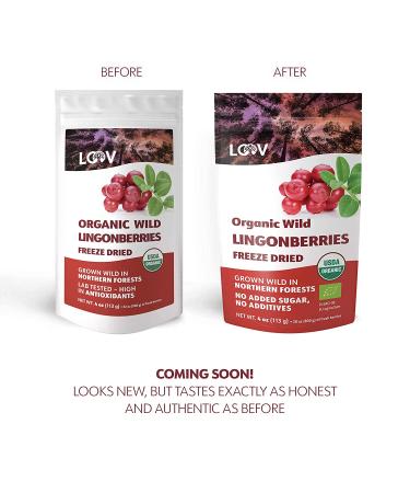 LOOV Organic Wild Lingonberries - No Added Sugar - 4 oz Freeze Dried Whole Fruit - Wild-Crafted from European Forests - Raw & Non-GMO - Buy Online on GoSupps.com
