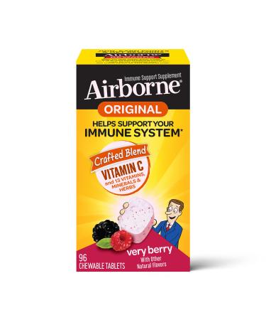 AirBorne Original Immune Support Supplement Very Berry 96 Chewable Tablets