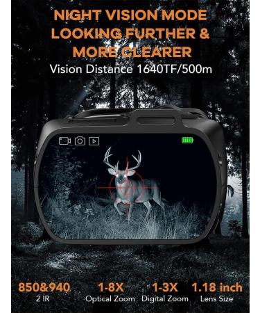 Foshderk 2 in 1 Night Vision Binoculars Monocular 2 IR 1-24X Zoom Night Vision Goggles Digital with Camera Vision Distance 1640ft/500M Daytime&Night Outdoor LCD Screen 800*480 RES Photo&Videos 1080P - Buy Online on GoSupps.com