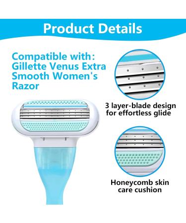 4Pcs Gillette Venus Extra Smooth Women's Razor Blades Refills - Effortless Glide, Comfort Edge, Washable - Buy Online on GoSupps.com