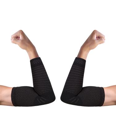 NEENCA [2 Pack] Professional Elbow Brace, Compression Elbow Sleeves. Medical Elbow Support for Tendonitis,Tennis or Golf Elbow. Arm Support Sleeves for Sports Protection and Pain Relief - Pair Wrap Black Medium