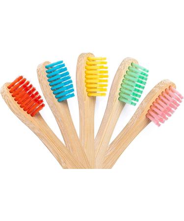 Bamboo Toothbrushes for Children - Eco-Friendly 5 Pack in Rainbow Colors | Soft BPA-Free Bristles | Biodegradable Natural Wood Toothbrushes - Buy Online on GoSupps.com