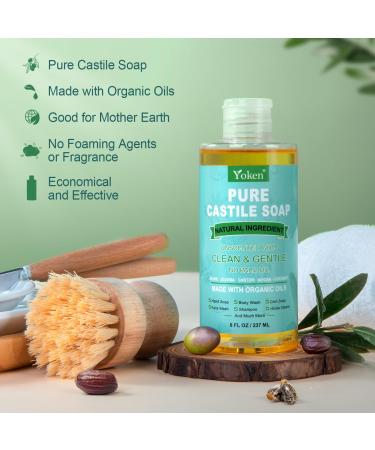 Yoken Pure Castile Liquid Soap EWG Verified Organic & Unscented (8 OZ) | Vegan Multi-Purpose Soap for Face Laundry Dishes Sensitive Skin Travel-Friendly 8 Fl Oz - Buy Online on GoSupps.com