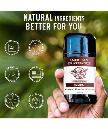 American Provenance Aluminum Free Natural Deodorant For Women and Men - Patchouli - 24 Hour Protection - Cruelty Free - Made in the USA (1 pack) - Buy Online on GoSupps.com