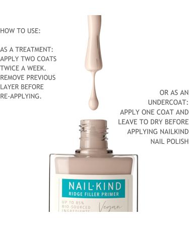 NAILKIND Nail Ridge Filler Primer & Treatment - Vegan Natural Nail Polish with Satin Finish - Covers Imperfections Conditions Nails - With Vitamin E - For Fresh Youthful Nails - 8ml Nail Ridge Filler Primer + Treatment - Buy Online on GoSupps.com