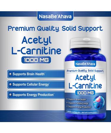 NasaBeahava Acetyl L-Carnitine 1000mg Max Strength - 200 Veggie Capsules - Buy Online on GoSupps.com