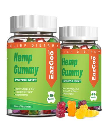 Natural Hemp Gummies 2 000 000 XXL Extra Strength - Vegan Low Sugar Non-GMO - 120 Counts 60 Count (Pack of 2)