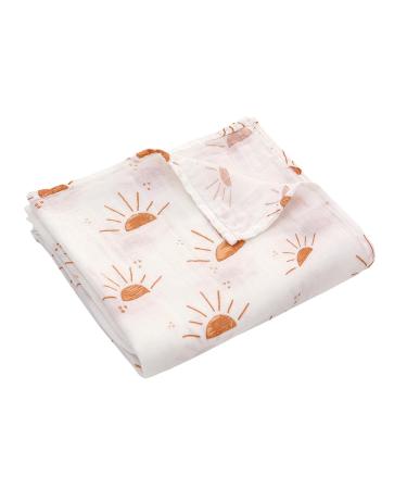 amo nenes Baby Swaddle Blanket Muslin Cloth Large 110 x 150 cm Soft Breathable Muslin Blanket 100% Bamboo Cotton Swaddle Wrap for Boys and Girls Newborns Single Layer Sun Single Layer Sun