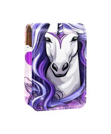 Travel Lipstick Organizer Case Lipstick Case Portable Makeup Bag With Mirror Animal Unicorn Purple Pattern Q849e2cnbc