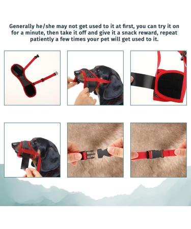 Shop Wllhyf Soft Nylon Dog Muzzle | Breathable & Comfortable Biting Chew Prevention | Adjustable Muzzle for Small Dogs (Red M) - Buy Online on GoSupps.com