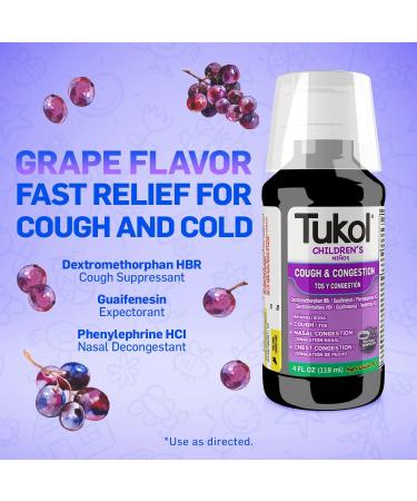 TUKOL Children's Cough & Cold Medicine - Fast Acting Nasal Decongestant Cough Suppressant & Chest Relief Syrup (Pack of 2) - Non-Drowsy 4 Fl Oz - Buy Online on GoSupps.com