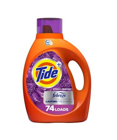 Tide Plus Febreze Freshness HE Turbo Clean Liquid Laundry Detergent Spring & Renewal Scent 105 fl oz 74 loads