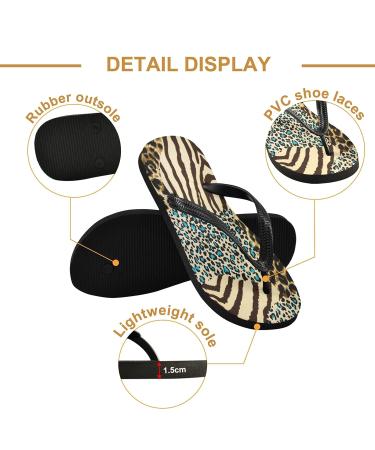 Buy Mnsruu XL Blue Brown Leopard Print Zebra Flip Flop Sandals | Home Slippers for Men & Women - Perfect for Travel Spa & Hotel - Buy Online on GoSupps.com