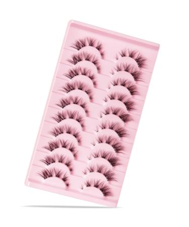 Lash Clusters D Curl 10 Pairs False Eyelashes with Clear Band Waterproof Diy Eyelash Extensions Kit Individual Manga Eyelash Fluffy Anime Lashes Faux False Eyelashes Mink Natural Look (10pairs)