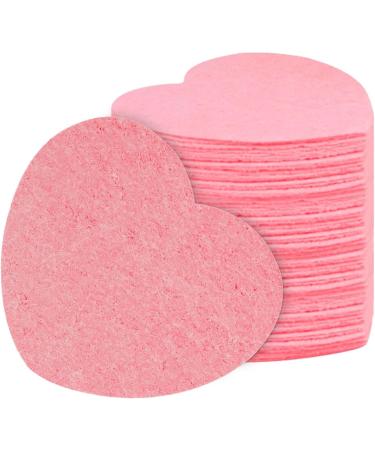 Spa Sponges | Heart Shape Reusable Makeup Remover Pads 20 Face Scrub Sponge for Facial Cleansing Exfoliate Masque Makeup Removal Pink - Buy Online on GoSupps.com