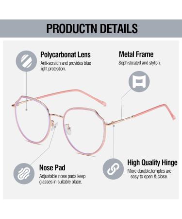 Duco Blue Light Filter Glasses for Women - Anti-Fatigue Screen Glasses for TV PC & Gaming - Stylish Pink W014 - Buy Online on GoSupps.com