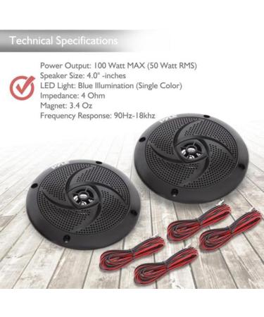 Low-Profile Waterproof Marine Speakers - 100W 4 Inch 2 Way - Pyle (Black) - Buy Online on GoSupps.com