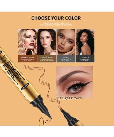 QIC 2-in-1 Microblading Eyebrow Pen & Eyeliner - Waterproof 3D Magic Pencil with Double Head Fork Tip - Long-Lasting Black - Buy Online on GoSupps.com