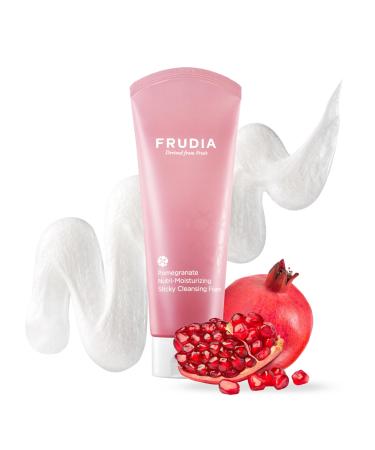 FRUDIA Pomegranate Nutri-Moisturizing Facial Cleanser (4.9 oz) Gentle Daily Korean Face Wash w/Adenosine & Pomegranate Extract | Korean Face Cleansing Foam for Hydration & Elasticity