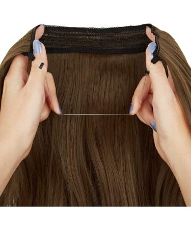 OMGREAT Ombre Halo Hair Extensions 18 Inch Wavy Curly Synthetic Hair - Light Chestnut Brown - Buy Online on GoSupps.com